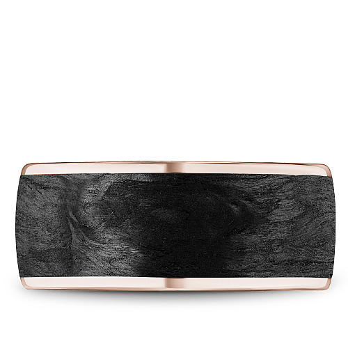 Bleu Royale 9.5MM Rose Gold & Black Carbon & Beveled Edge Wedding Band