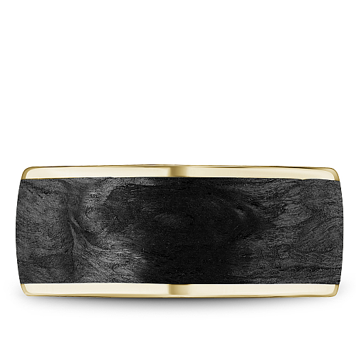 Bleu Royale 9.5MM Yellow Gold & Black Carbon & Beveled Edge Wedding Band
