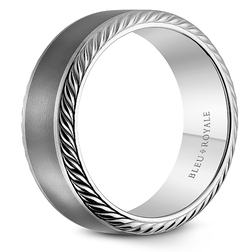 Bleu Royale Tantalum & White Gold Rope Texture Wedding Band