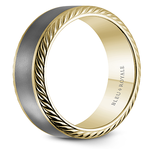 Bleu Royale Tantalum & Yellow Gold Rope Texture Wedding Band