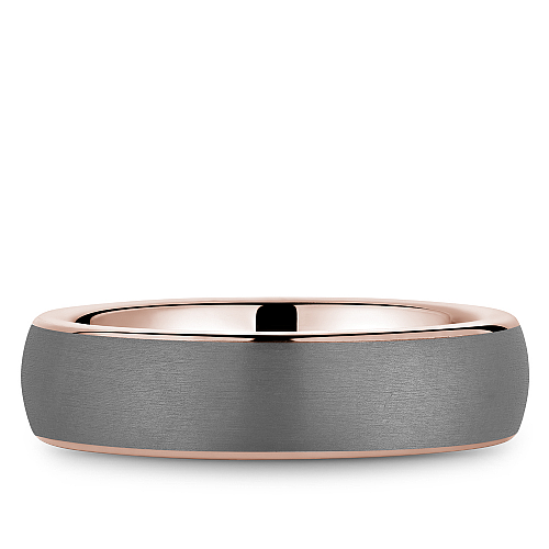 Bleu Royale 6MM Tantalum & Rose Gold Frosted Grey Tantalum Wedding Band