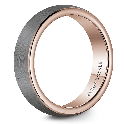 Bleu Royale 6MM Tantalum & Rose Gold Frosted Grey Tantalum Wedding Band