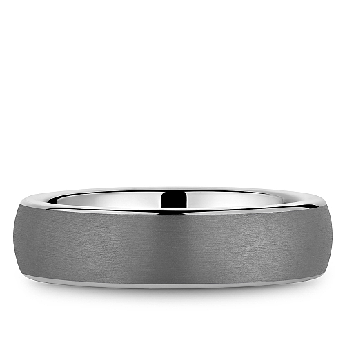 Bleu Royale 6MM Tantalum & White Gold Frosted Grey Tantalum Wedding Band