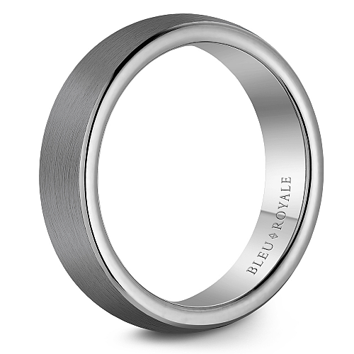 Bleu Royale 6MM Tantalum & White Gold Frosted Grey Tantalum Wedding Band