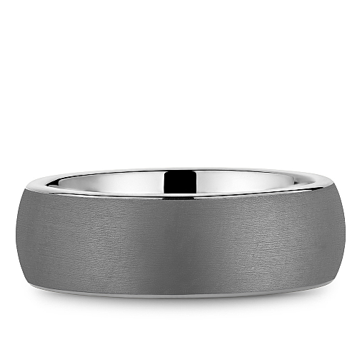 Bleu Royale 8MM Tantalum & White Gold Frosted Grey Tantalum Wedding Band