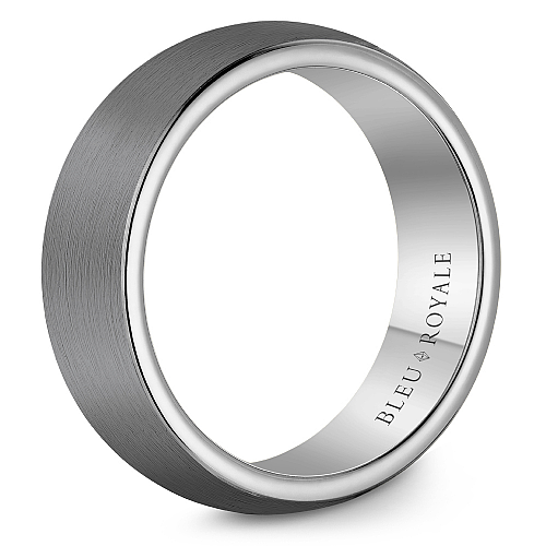 Bleu Royale 8MM Tantalum & White Gold Frosted Grey Tantalum Wedding Band