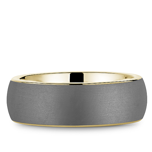 Bleu Royale 8MM Tantalum & Yellow Gold Frosted Grey Tantalum Wedding Band