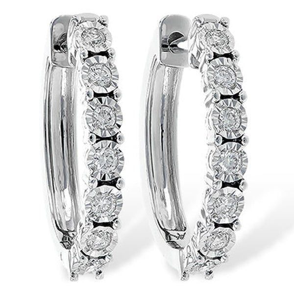 Classic Oval Shape Diamond Hoop Earrings
