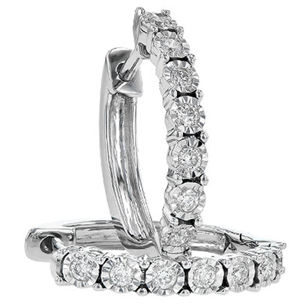 Classic Oval Shape Diamond Hoop Earrings