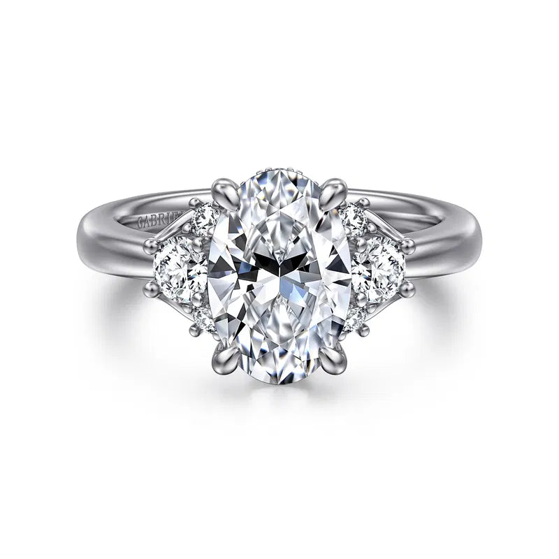 Gabriel & Co. Mattie Lotus White Gold Oval Cluster 2.00 Carat Diamond Engagement Ring