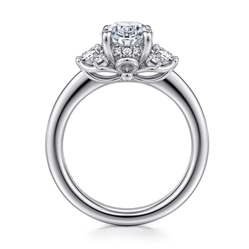 Gabriel & Co. Mattie Lotus White Gold Oval Cluster 2.00 Carat Diamond Engagement Ring
