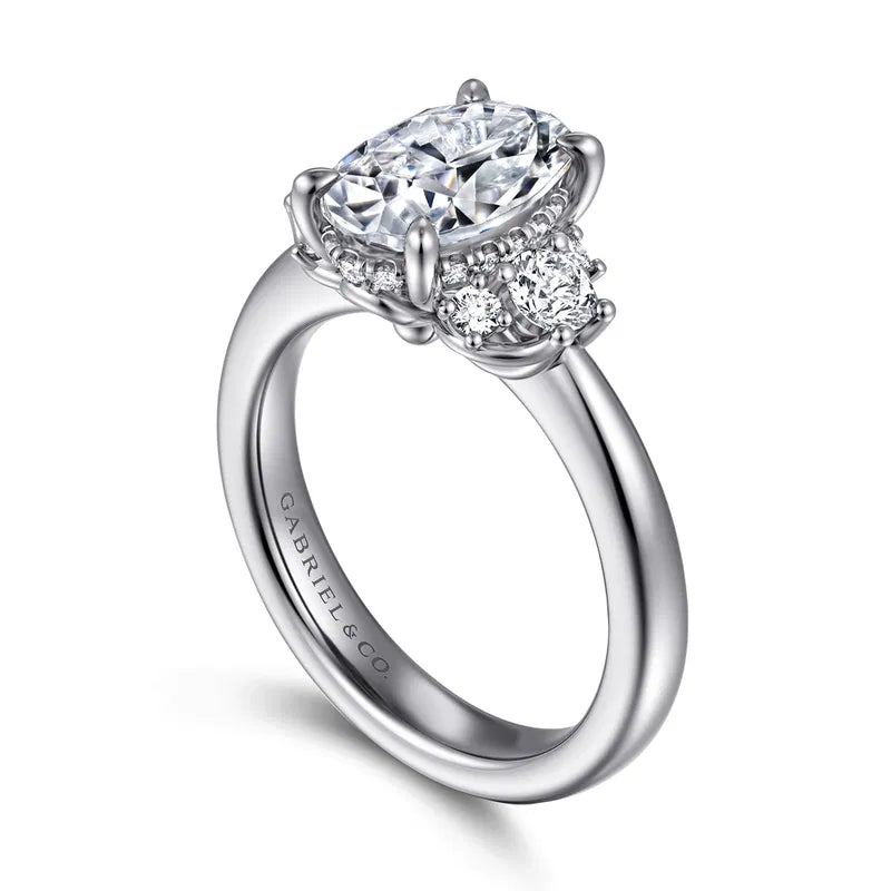 Gabriel & Co. Mattie Lotus White Gold Oval Cluster 2.00 Carat Diamond Engagement Ring