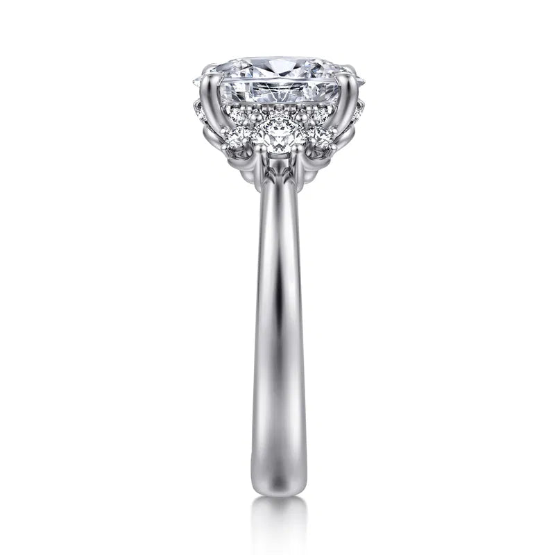 Gabriel & Co. Mattie Lotus White Gold Oval Cluster 2.00 Carat Diamond Engagement Ring