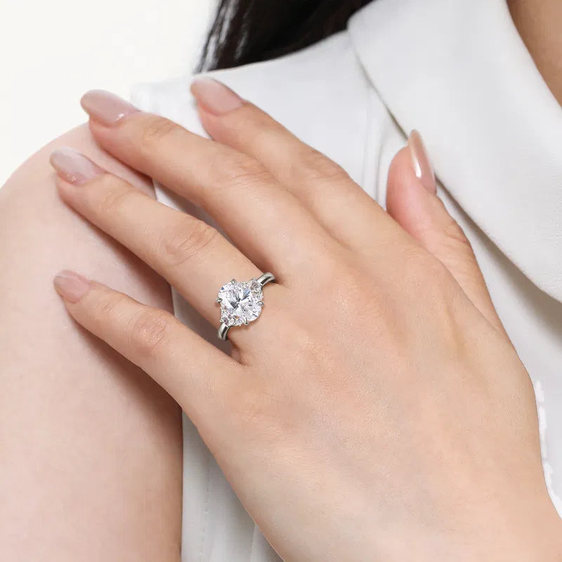 Gabriel & Co. Mattie Lotus White Gold Oval Cluster 2.00 Carat Diamond Engagement Ring on Hand