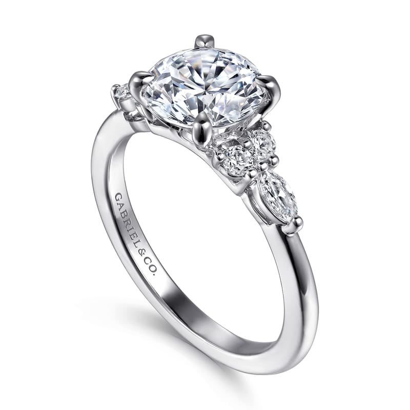 Gabriel & Co. "Avah" Diamond Cluster Engagement Ring ER16125R6W44JJ in 14K white gold
