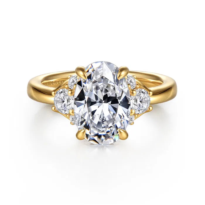 Gabriel & Co. Mattie Lotus Yellow Gold Oval Cluster 2.00 Carat Diamond Engagement Ring