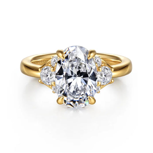 Gabriel & Co. Mattie Lotus Yellow Gold Oval Cluster 2.00 Carat Diamond Engagement Ring