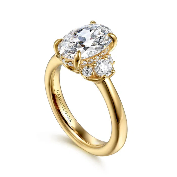 Gabriel & Co. Mattie Lotus Yellow Gold Oval Cluster 2.00 Carat Diamond Engagement Ring