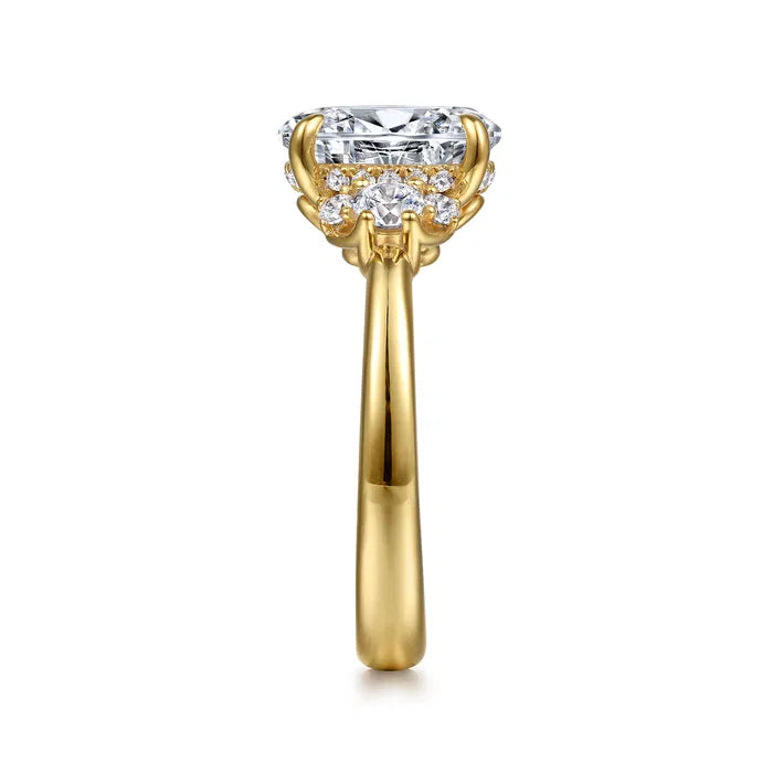 Gabriel & Co. Mattie Lotus Yellow Gold Oval Cluster 2.00 Carat Diamond Engagement Ring