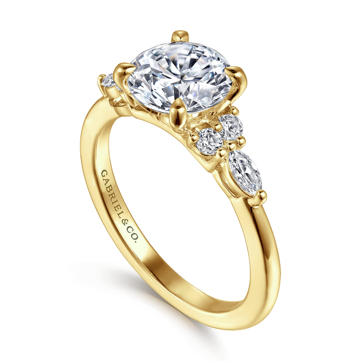 Gabriel & Co. "Avah" Diamond Cluster Engagement Ring ER16125R6Y44JJ in 14K yellow gold