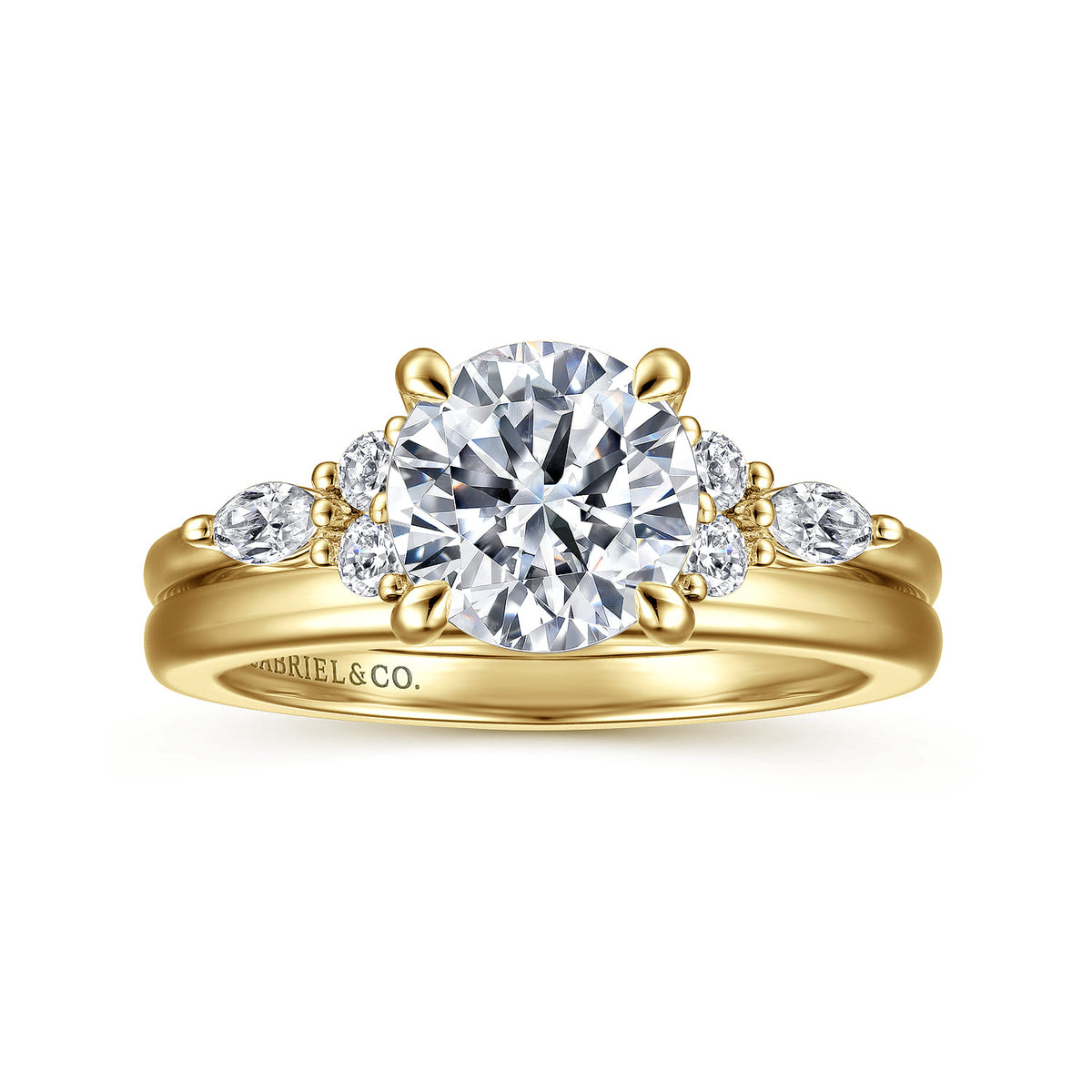 Gabriel & Co. "Avah" Diamond Cluster Engagement Ring ER16125R6Y44JJ in 14K yellow gold