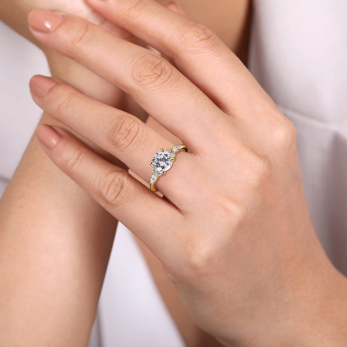 Gabriel & Co. "Avah" Diamond Cluster Engagement Ring ER16125R6Y44JJ in 14K yellow gold
