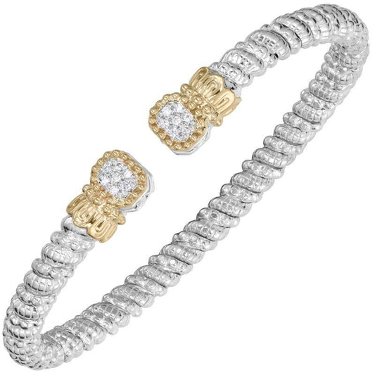 Vahan Sterling Silver & 14K Yellow Gold Diamond Pave Stackable Cuff Bracelet