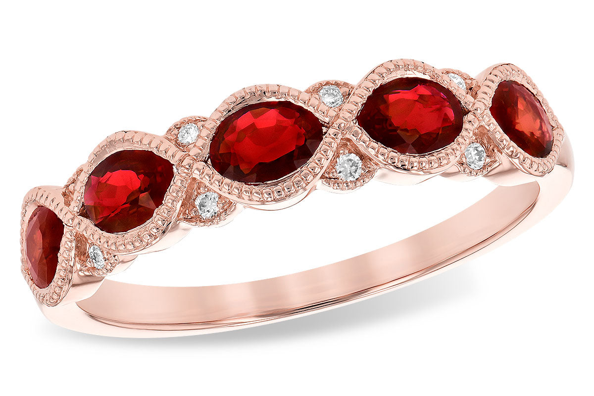 Ben Garelick Rose Gold Vintage Style Ruby & Diamond Stackable Ring