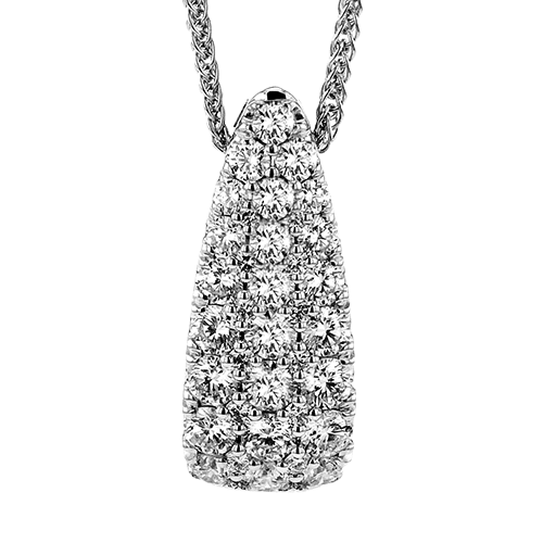 Simon G. 18K White Gold Contemporary Teardrop Diamond Pave Pendant