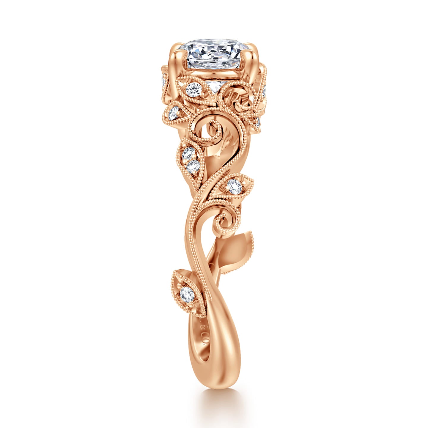 Gabriel & Co. Rose Gold Martedi Floral Style Diamond Engagement Ring