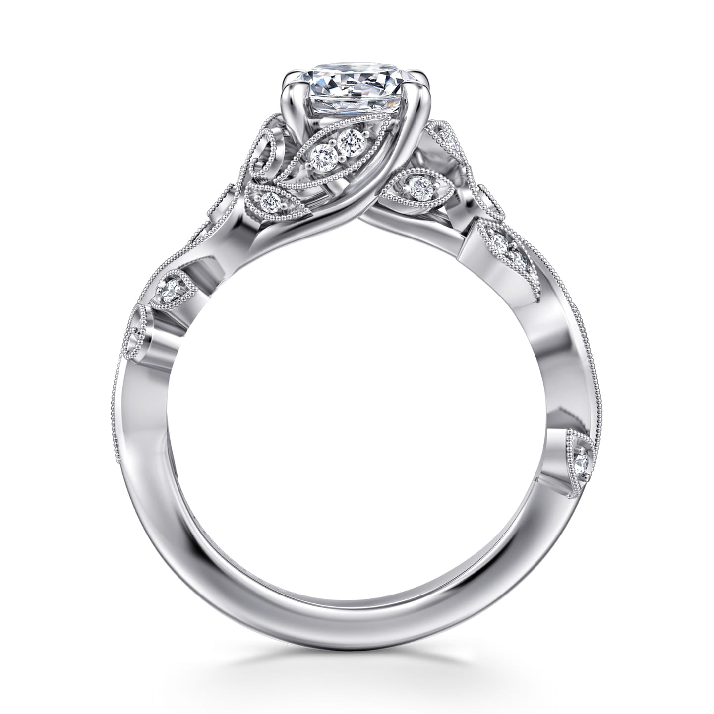 Gabriel & Co. White Gold Martedi Floral Style Diamond Engagement Ring