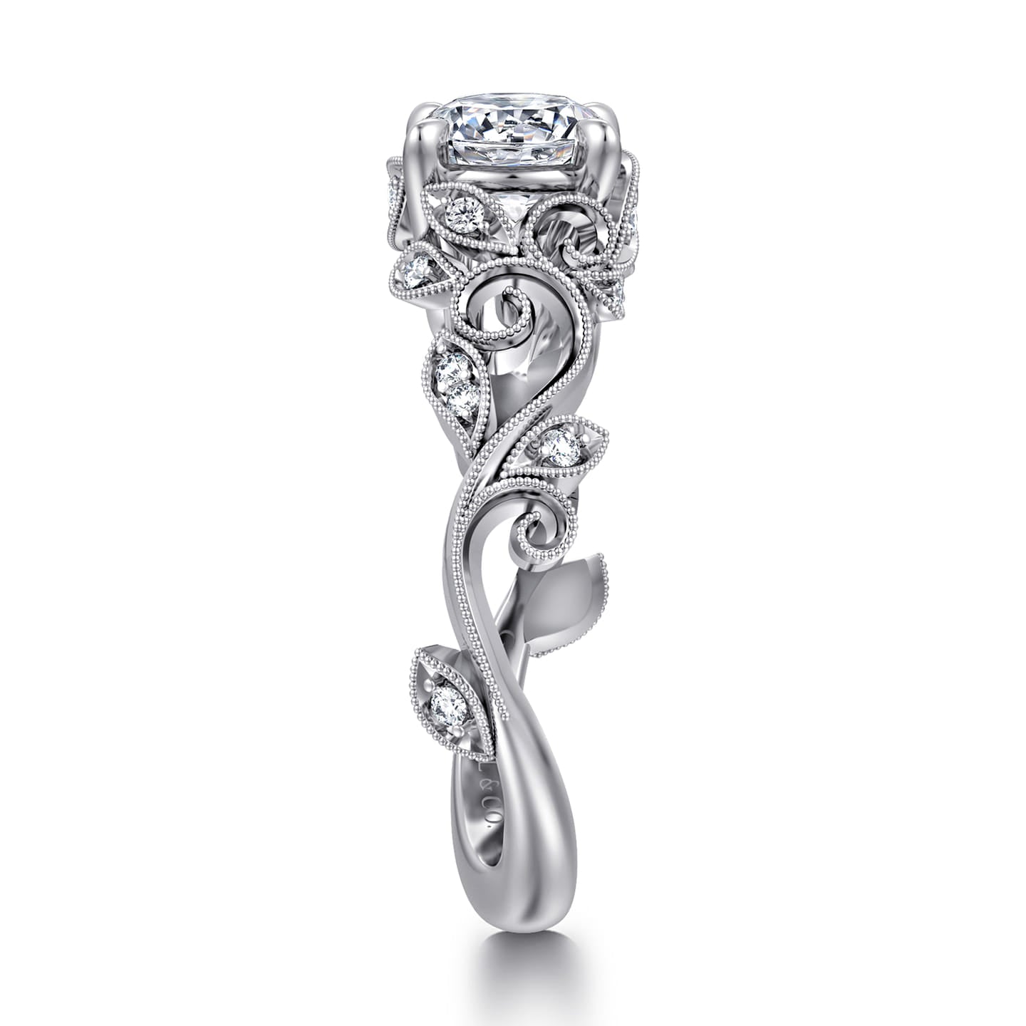 Gabriel & Co. White Gold Martedi Floral Style Diamond Engagement Ring