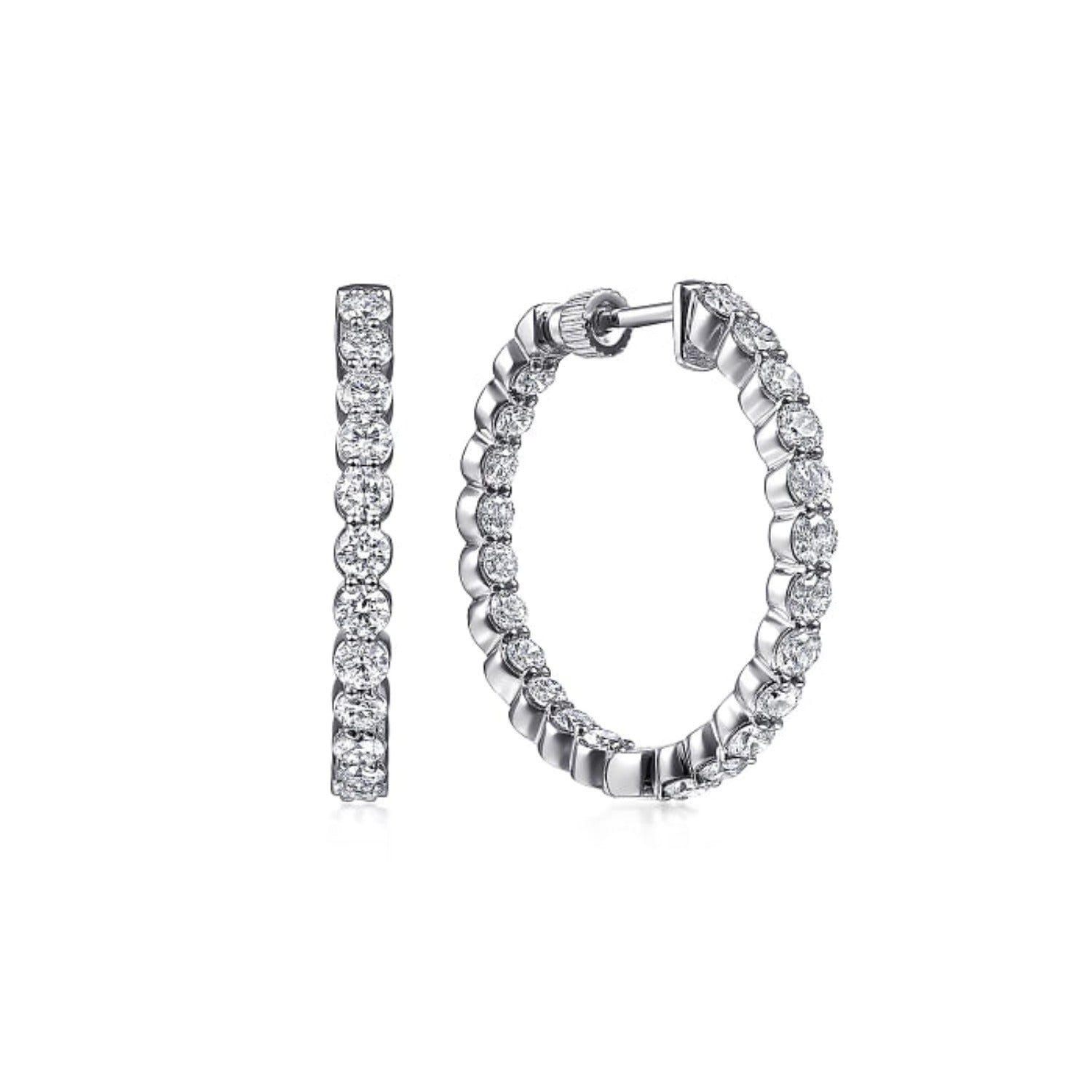 Gabriel & Co 1.95 Carat "Inside & Out" Classic Diamond Hoop Earrings