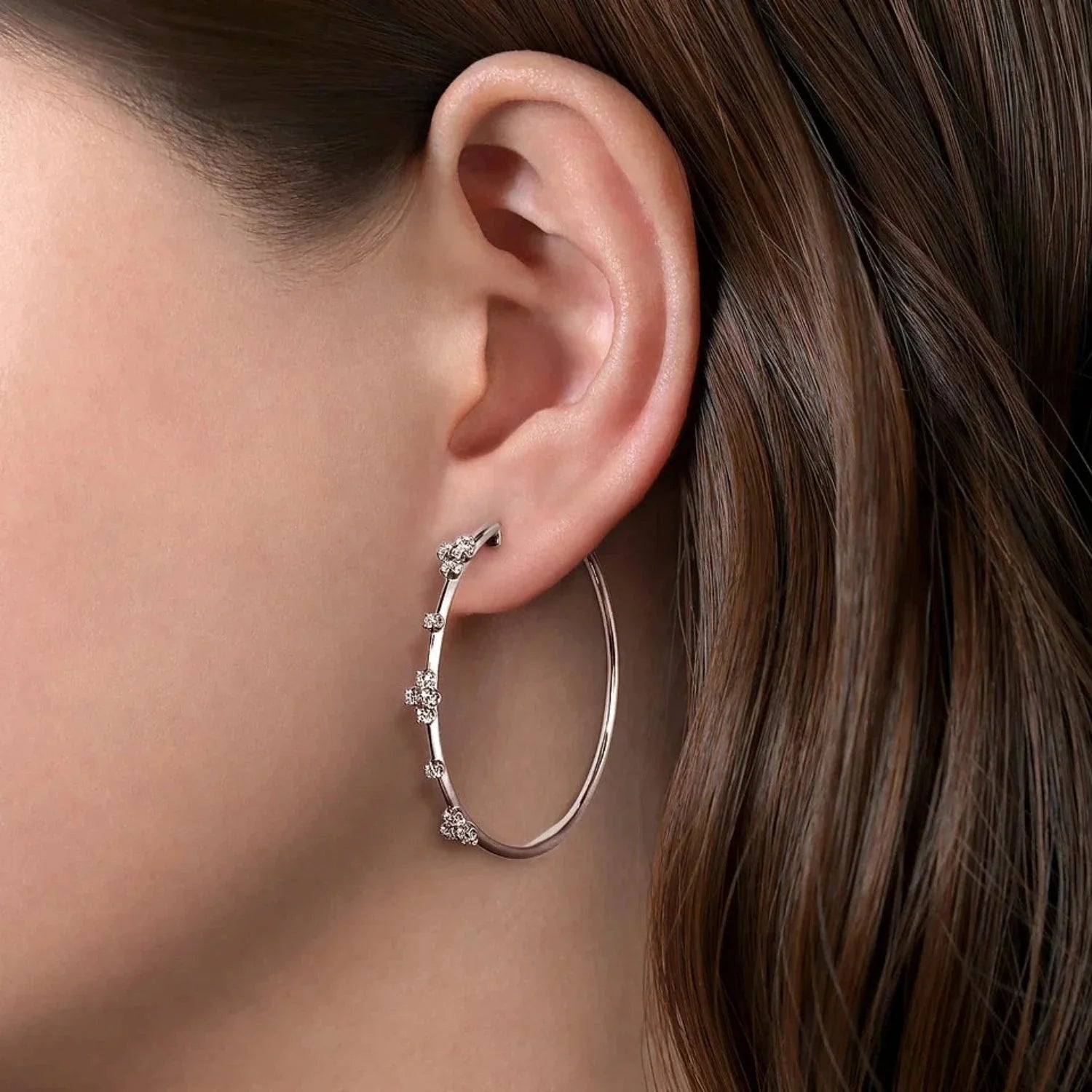 Diamond cluster hoop earrings hotsell
