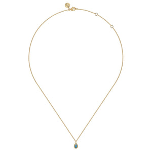 Gabriel & Co. Blue Topaz Bujukan Pear Shape Pendant Necklace