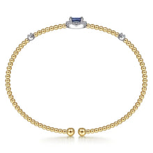 Load image into Gallery viewer, Gabriel &amp; Co. Bujukan Bead Cuff Diamond Halo Sapphire Bracelet
