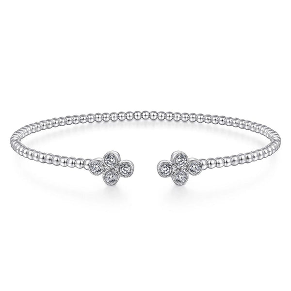 Gabriel & Co. Bujukan Open Bangle Clover Shaped Diamond Bracelet