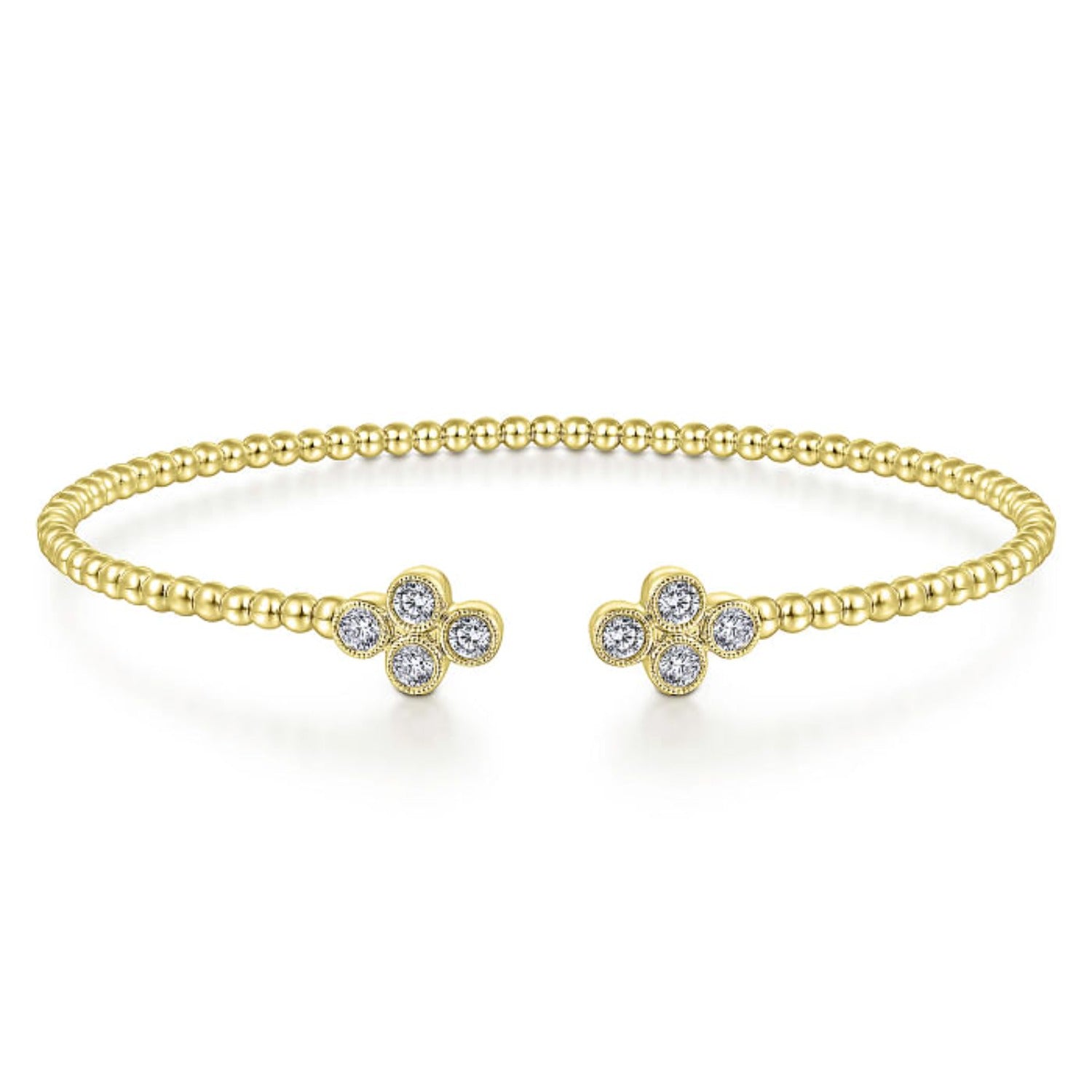 Gabriel & Co. Bujukan Open Bangle Clover Shaped Diamond Bracelet