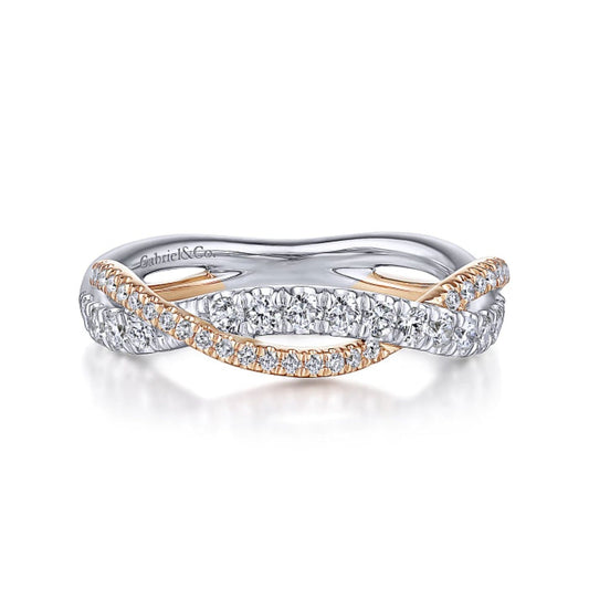 Gabriel & Co. Bypass Twist Diamond Wedding Band