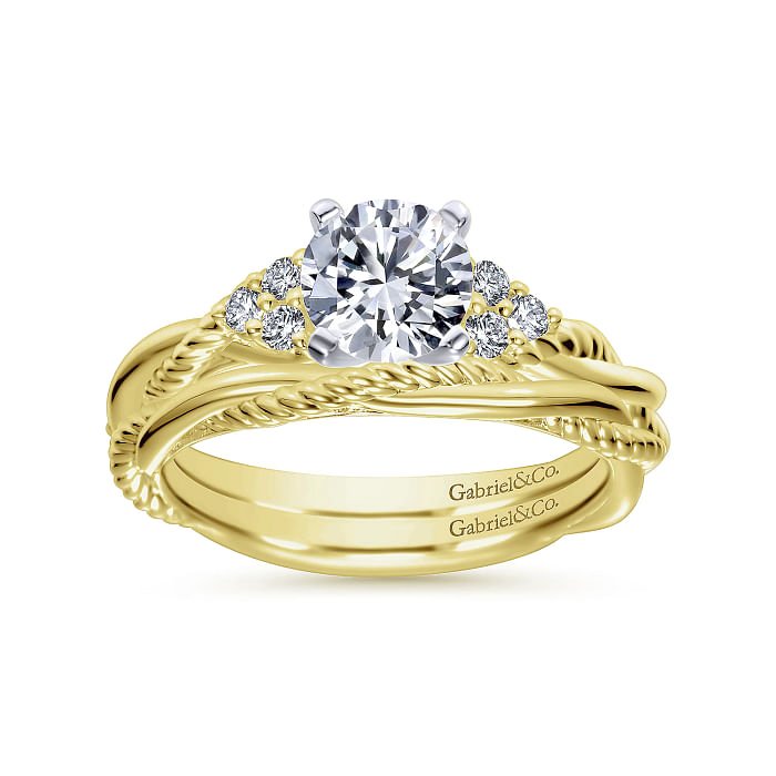 Gabriel & Co. "Catalina" Rope Texture Twist Wedding Ring