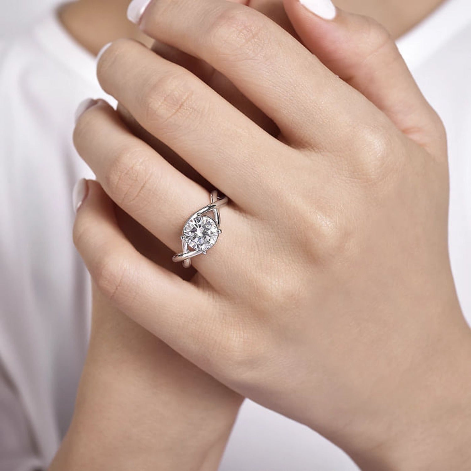 Gabriel & Co. "Celine" Bypass Twist Diamond Engagement Ring