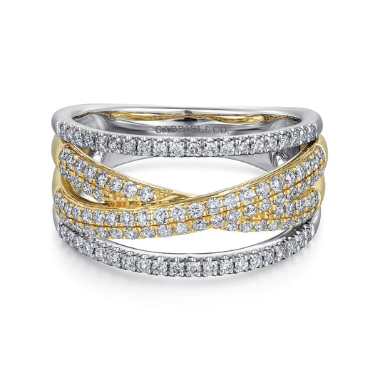 Gabriel & Co. Criss Crossing Multi Row Diamond Ring