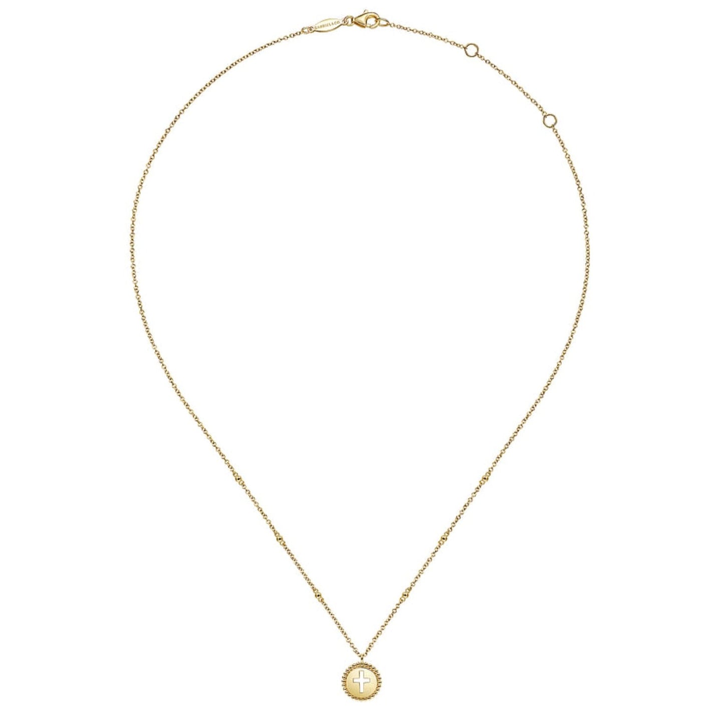 Gabriel & Co. Cutout Cross Pendant with Bujukan Bead Frame