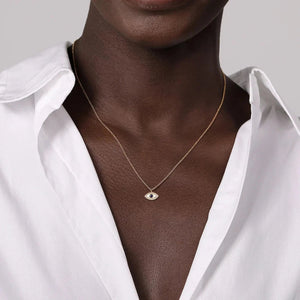 Gabriel & Co. Diamond and Sapphire Evil-Eye Pendant Necklace with White Enamel