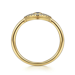 Gabriel & Co. Diamond and Sapphire Evil-Eye Ring with White Enamel