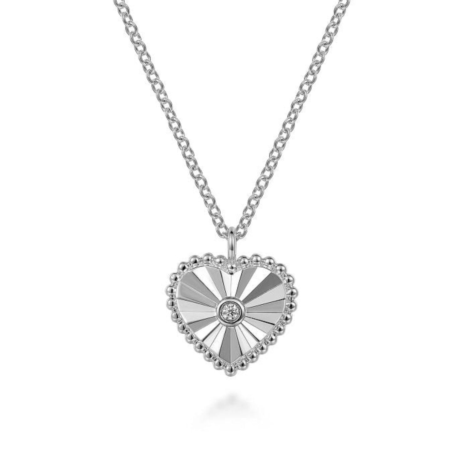 Gabriel & Co. Diamond Cut Heart Pendant Necklace