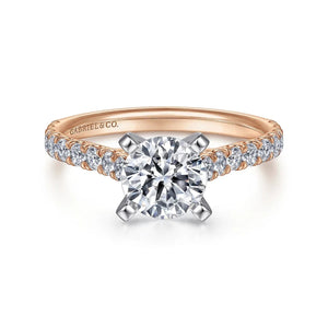 Gabriel & Co. "Erica" Round Cut Shared Prong Diamond Engagement Ring