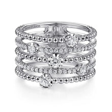 Load image into Gallery viewer, Gabriel &amp; Co. Five Row Bujukan Ball and Diamond Station Ring
