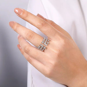 Gabriel & Co. Geometric Wide Band Diamond Ring