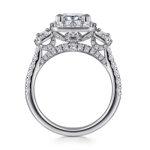 Gabriel & Co. "Gibson" Three Stone Halo Diamond Engagement Ring